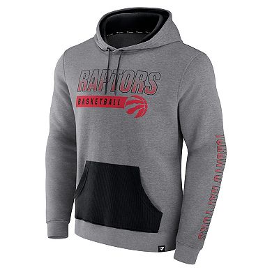 Men's Fanatics Branded Heathered Gray Toronto Raptors Off The Bench Color Block Pullover Hoodie