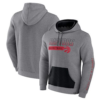 Men's Fanatics Branded Heathered Gray Toronto Raptors Off The Bench Color Block Pullover Hoodie