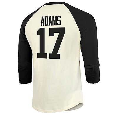 Men's Majestic Threads Davante Adams Cream/Black Las Vegas Raiders Player Name & Number Raglan 3/4-Sleeve T-Shirt