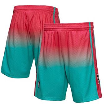 Men's Mitchell & Ness Pink/Teal San Antonio Spurs 1998/99 Hardwood Classics Fadeaway Reload 3.0 Swingman Shorts