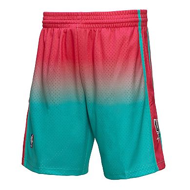 Men's Mitchell & Ness Pink/Teal San Antonio Spurs 1998/99 Hardwood Classics Fadeaway Reload 3.0 Swingman Shorts