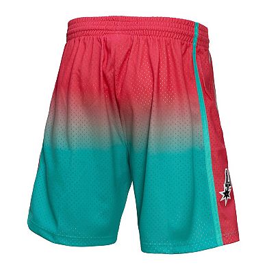 Men's Mitchell & Ness Pink/Teal San Antonio Spurs 1998/99 Hardwood Classics Fadeaway Reload 3.0 Swingman Shorts