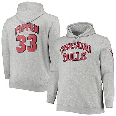 Men's Mitchell & Ness Scottie Pippen Heathered Gray Chicago Bulls Big & Tall Name & Number Pullover Hoodie