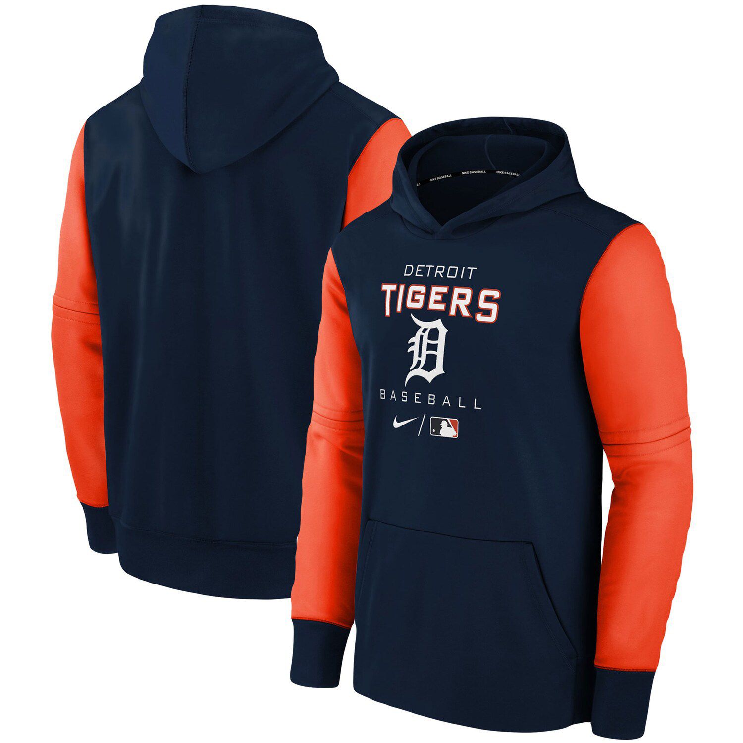 Detroit Tigers Nike Wordmark Therma Performance Pullover Hoodie - Mens