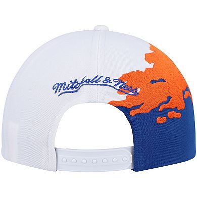 Men's Mitchell & Ness White/Blue New York Knicks Hardwood Classics Paintbrush Snapback Hat