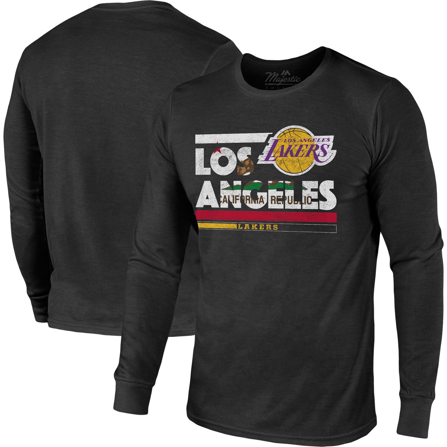 Los Angeles Lakers Mens Gold Majestic Logo 2 Short Sleeve T Shirt