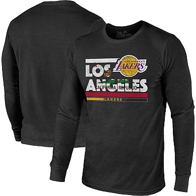 Men's Majestic Threads Black Los Angeles Lakers City and State Tri-Blend Long Sleeve T-Shirt