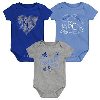 Infant Royal/Light Blue/Gray Kansas City Royals Batter Up 3-Pack Bodysuit Set