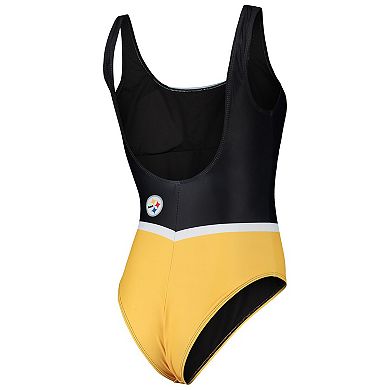 Women's FOCO Black Pittsburgh Steelers Team One-Piece Swimsuit
