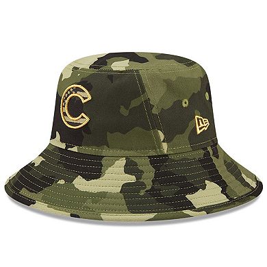 Men's New Era Camo Chicago Cubs 2022 Armed Forces Day Bucket Hat