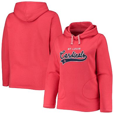 Women's Soft as a Grape Red St. Louis Cardinals Plus Size Side Split Pullover Hoodie