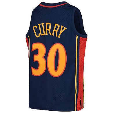 Youth Mitchell & Ness Stephen Curry Navy Golden State Warriors 2009-10 Hardwood Classics Swingman Throwback Jersey
