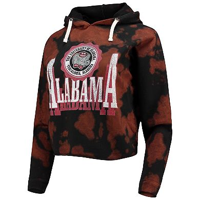 Women's Original Retro Brand Black Alabama Crimson Tide Vault Vintage Cropped Pullover Raglan Hoodie
