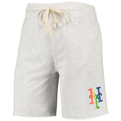 Men's Concepts Sport Oatmeal New York Mets Mainstream Logo Terry Tri-Blend Shorts
