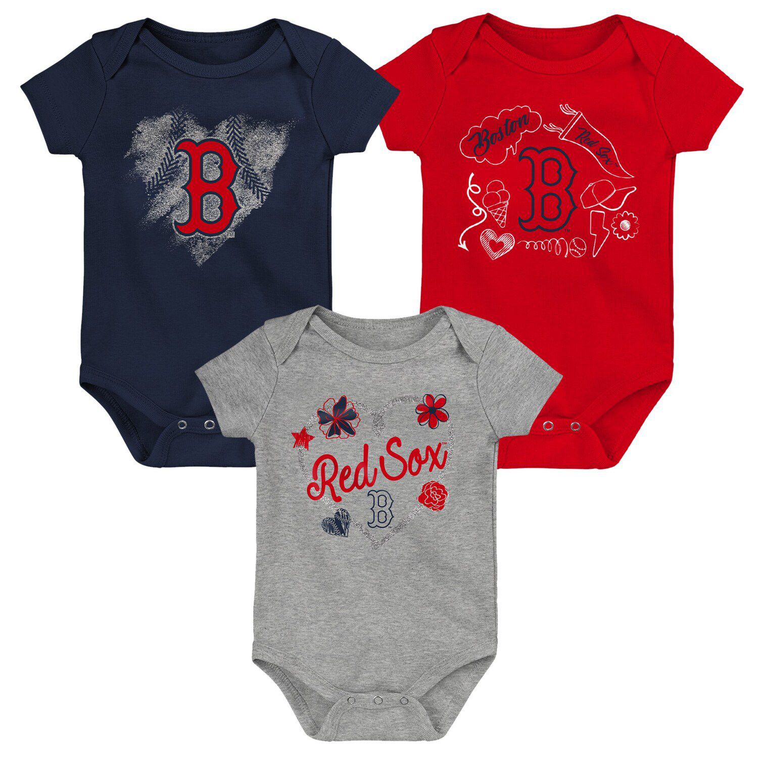 St. Louis Cardinals Infant Red/Navy/Pink Baseball Baby 3-Pack