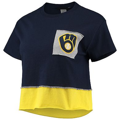 Women's Refried Apparel Navy Milwaukee Brewers Cropped T-Shirt