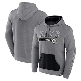 Men's Fanatics Branded Heathered Gray Brooklyn Nets Off The Bench Color Block Pullover Hoodie