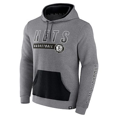 Men's Fanatics Branded Heathered Gray Brooklyn Nets Off The Bench Color Block Pullover Hoodie
