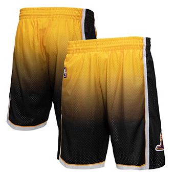 Men's Mitchell & Ness Gold/Black Los Angeles Lakers 2009/10 Hardwood Classics Fadeaway Reload 3.0 Swingman Shorts