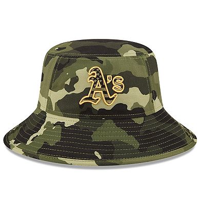 Men's New Era Camo Oakland Athletics 2022 Armed Forces Day Bucket Hat