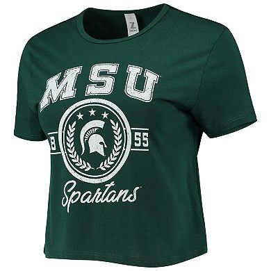 Women's ZooZatz Green Michigan State Spartans Core Laurels Cropped T-Shirt