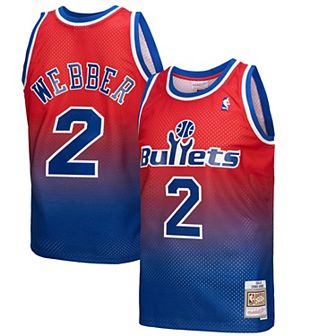 Men's Mitchell & Ness Chris Webber Royal/Red Washington Bullets 1994/95 Hardwood Classics Fadeaway Swingman Player Jersey