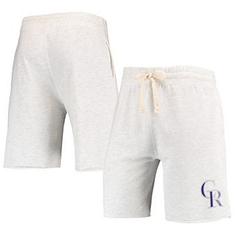 Men's Concepts Sport Oatmeal Colorado Rockies Mainstream Terry Tri-Blend Shorts
