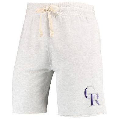 Men's Concepts Sport Oatmeal Colorado Rockies Mainstream Terry Tri-Blend Shorts
