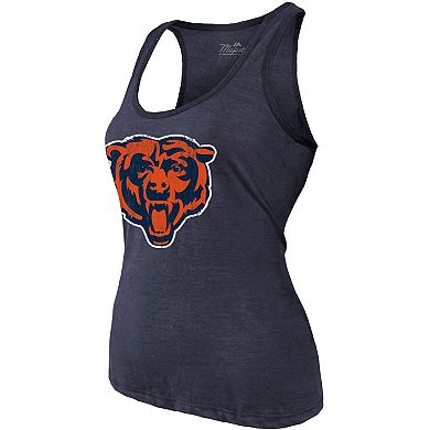 Women's Majestic Threads Justin Fields Navy Chicago Bears Player Name & Number Tri-Blend Tank Top