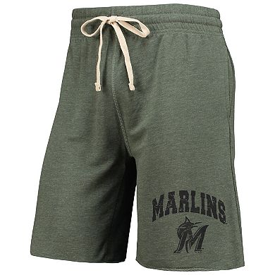Men's Concepts Sport Green Miami Marlins Mainstream Logo Terry Tri-Blend Shorts