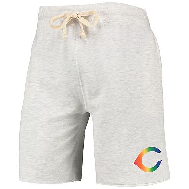 Men's Concepts Sport Oatmeal Cincinnati Reds Mainstream Logo Terry Tri-Blend Shorts