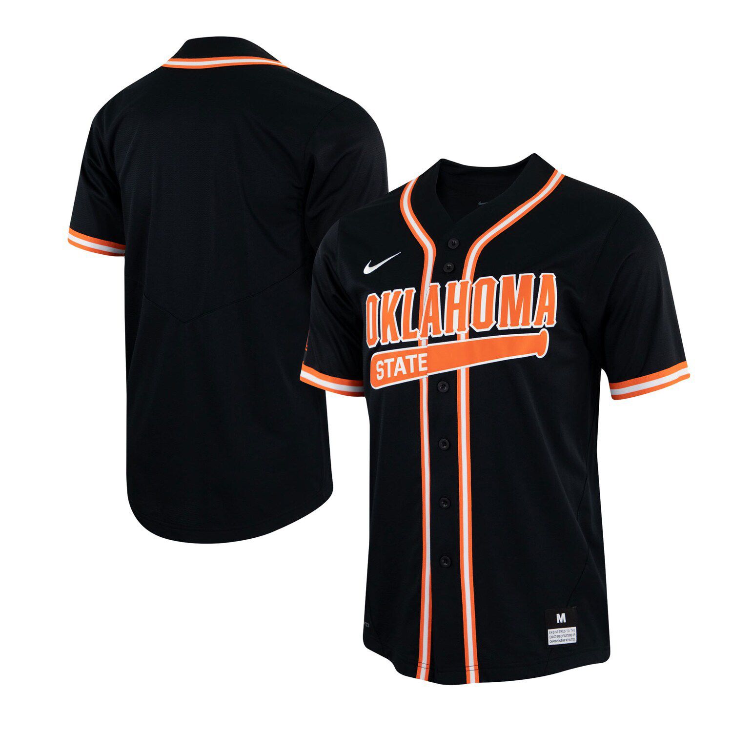 Nike Men's White, Black Oklahoma State Cowboys Pinstripe Replica  Full-Button Baseball Jersey