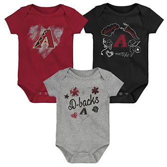 Infant Red/Black/Gray Arizona Diamondbacks Batter Up 3-Pack Bodysuit Set