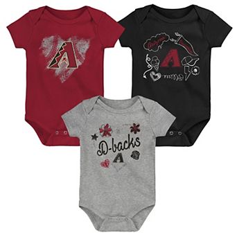Infant Red/Black/Gray Arizona Diamondbacks Batter Up 3-Pack Bodysuit Set