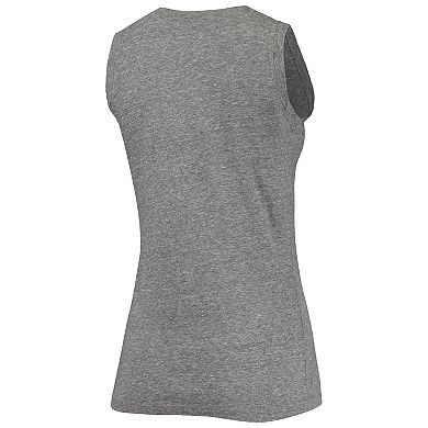 Women's Original Retro Brand Heathered Gray Arkansas Razorbacks Relaxed Henley Tri-Blend V-Neck Logo Tank Top