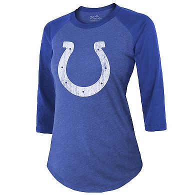 Women's Majestic Threads Matt Ryan Royal Indianapolis Colts Player Name & Number Raglan 3/4-Sleeve T-Shirt