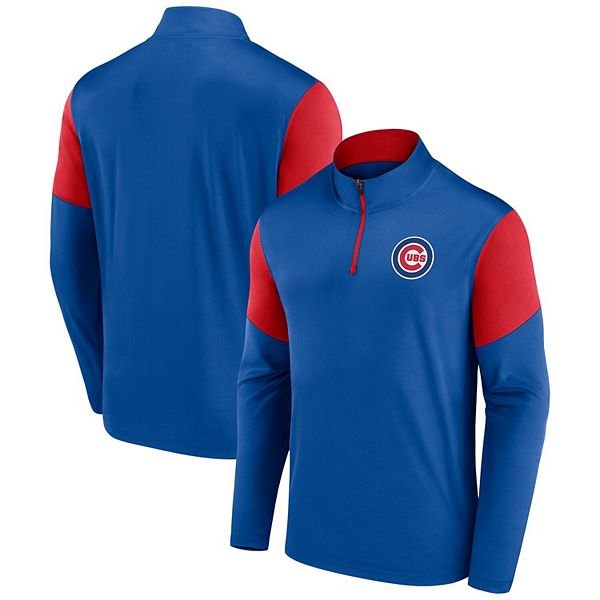 Men's Fanatics Branded Royal/Red Chicago Cubs Primary Logo QuarterZip