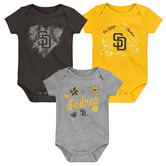 Infant Brown/Gold/Gray San Diego Padres Batter Up 3-Pack Bodysuit Set