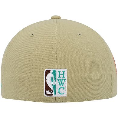 Men's Mitchell & Ness Khaki New Jersey Nets 35th Anniversary Hardwood Classics Malibu Sunrise Fitted Hat