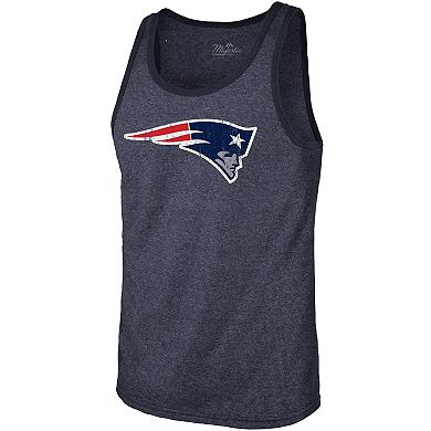 Men's Majestic Threads Mac Jones Navy New England Patriots Player Name & Number Tri-Blend Tank Top