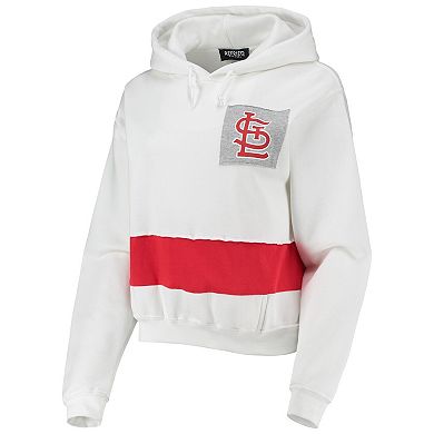 Women's Refried Apparel White/Red St. Louis Cardinals Cropped Pullover Hoodie