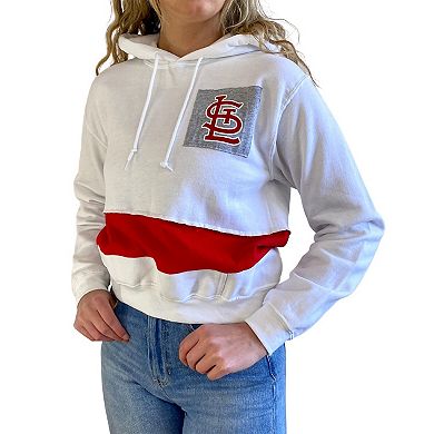 Women's Refried Apparel White/Red St. Louis Cardinals Cropped Pullover Hoodie