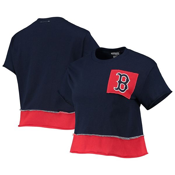 Women's Refried Apparel Navy Boston Red Sox Cropped T-Shirt Size: Small