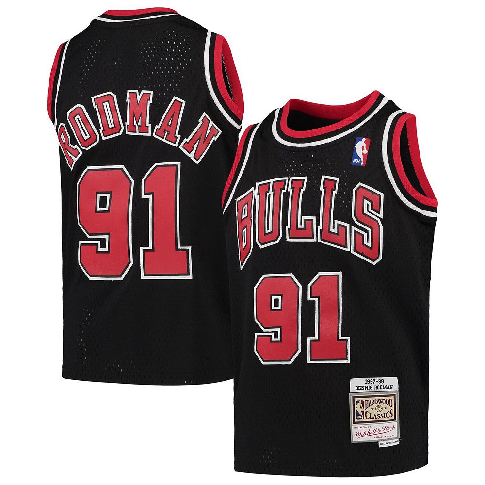 Youth Mitchell & Ness Dennis Rodman Black Chicago Bulls 1997-98