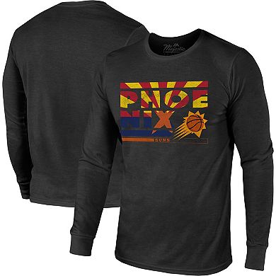 Men's Majestic Threads Black Phoenix Suns City and State Tri-Blend Long Sleeve T-Shirt