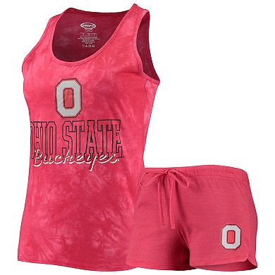 Women's Concepts Sport Scarlet Ohio State Buckeyes Billboard Tie-Dye Tank Top & Shorts Set