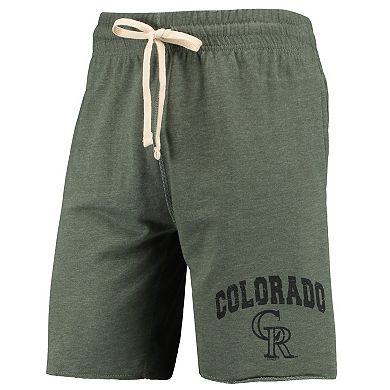 Men's Concepts Sport Green Colorado Rockies Mainstream Logo Terry Tri-Blend Shorts
