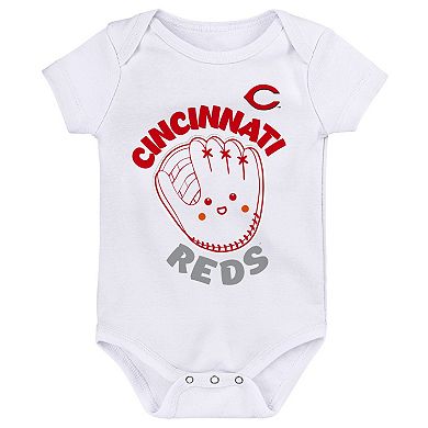 Infant Red/White/Heathered Gray Cincinnati Reds 3-Pack Change Up Bodysuit Set