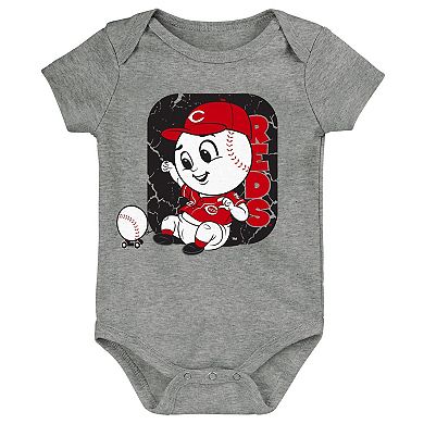 Infant Red/White/Heathered Gray Cincinnati Reds 3-Pack Change Up Bodysuit Set