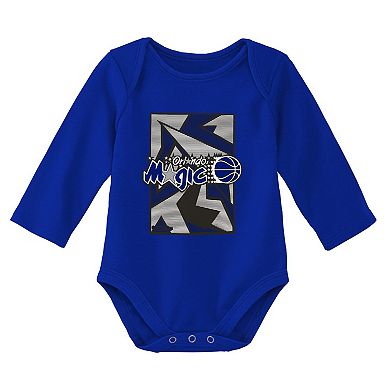 Infant Mitchell & Ness Black/Blue Orlando Magic Hardwood Classics Bodysuits & Cuffed Knit Hat Set